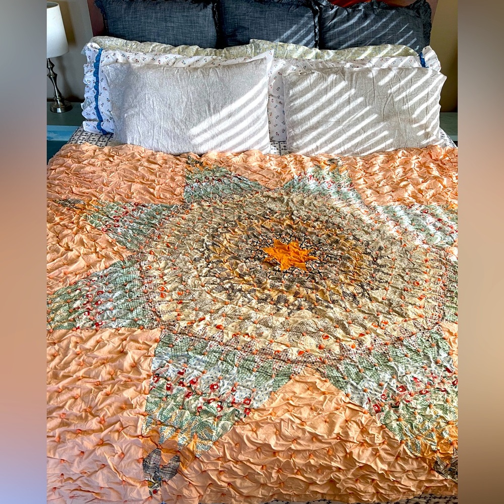Patchwork star design quilt multi color florals liberty print